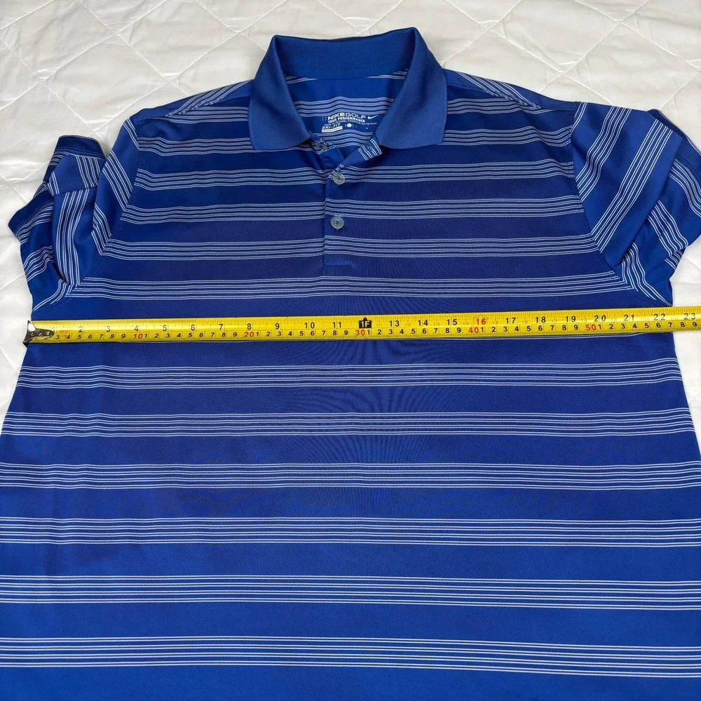 Nike Golf Dri-FIT Tour Performance‎ Blue Stripe Polo Shirt Mens Large